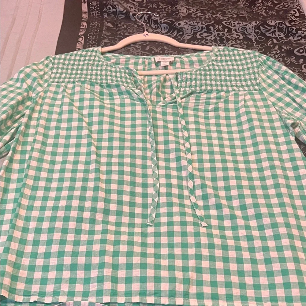 J. Crew Mint Checkered Top